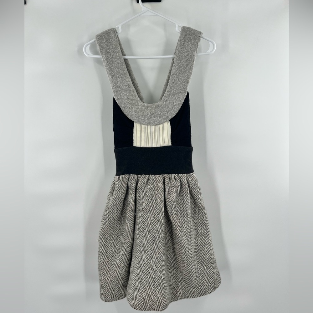 Marie grey black dress with cross body straps in back S